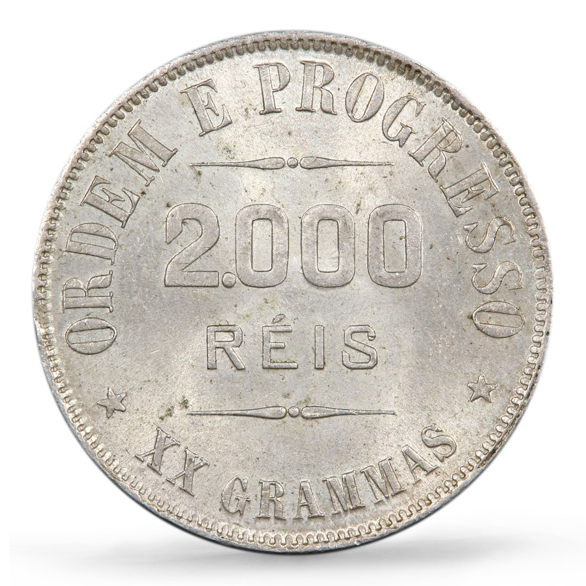 Brazil 2000 reis Regular Coinage Republic Effigy MS63 PCGS silver coin 1907