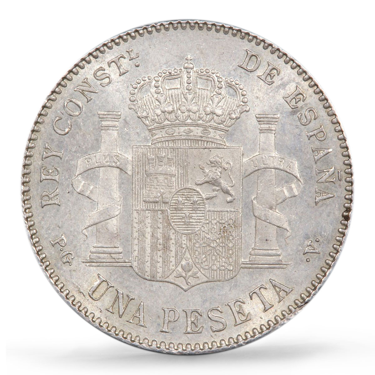 Spain 1 peseta Regular Coinage Child Alfonso KM-706 MS64 PCGS silver coin 1896