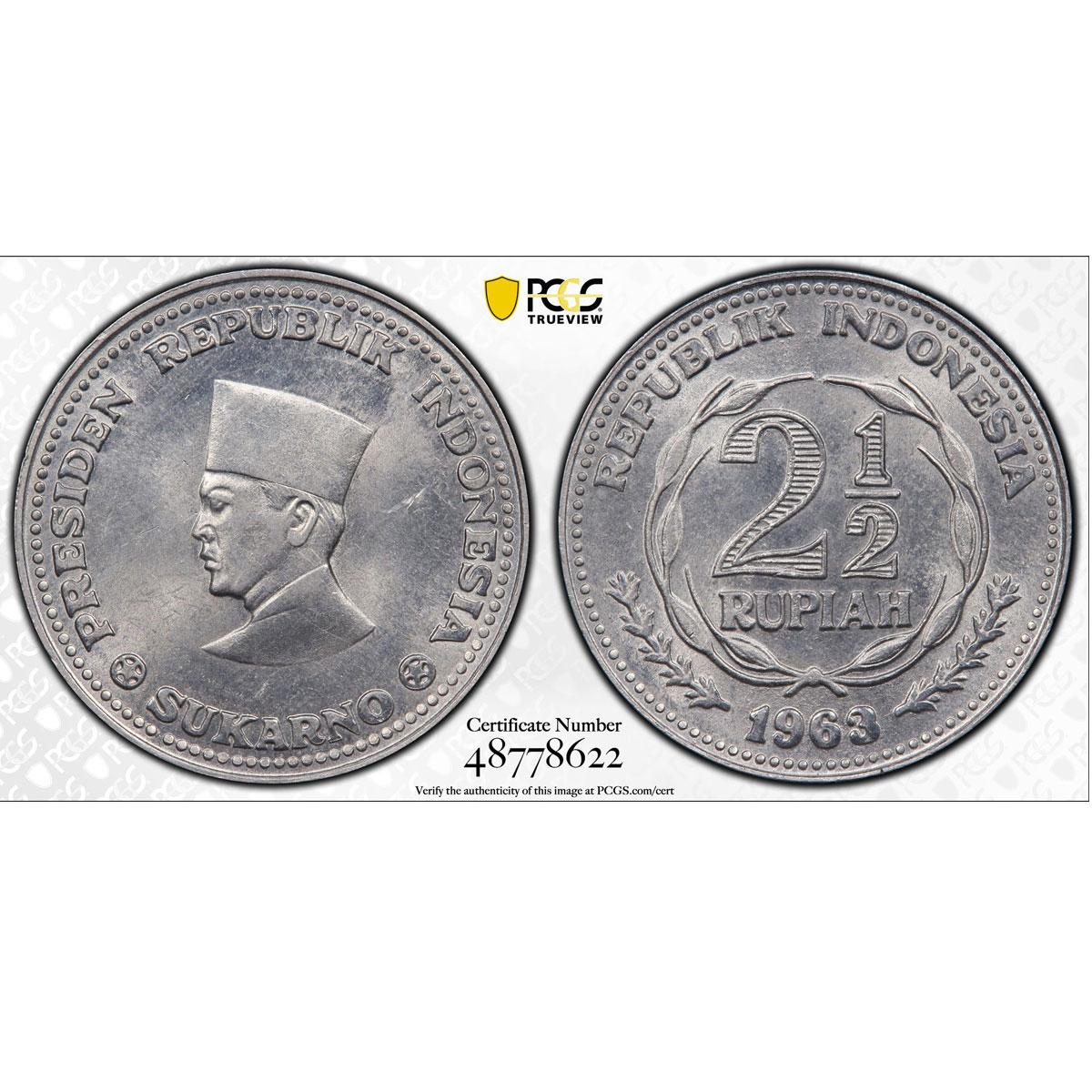 Indonesia 1/2 rupee President Sukarno KM-Pn3 PATTERN SP63 Al coin 1963