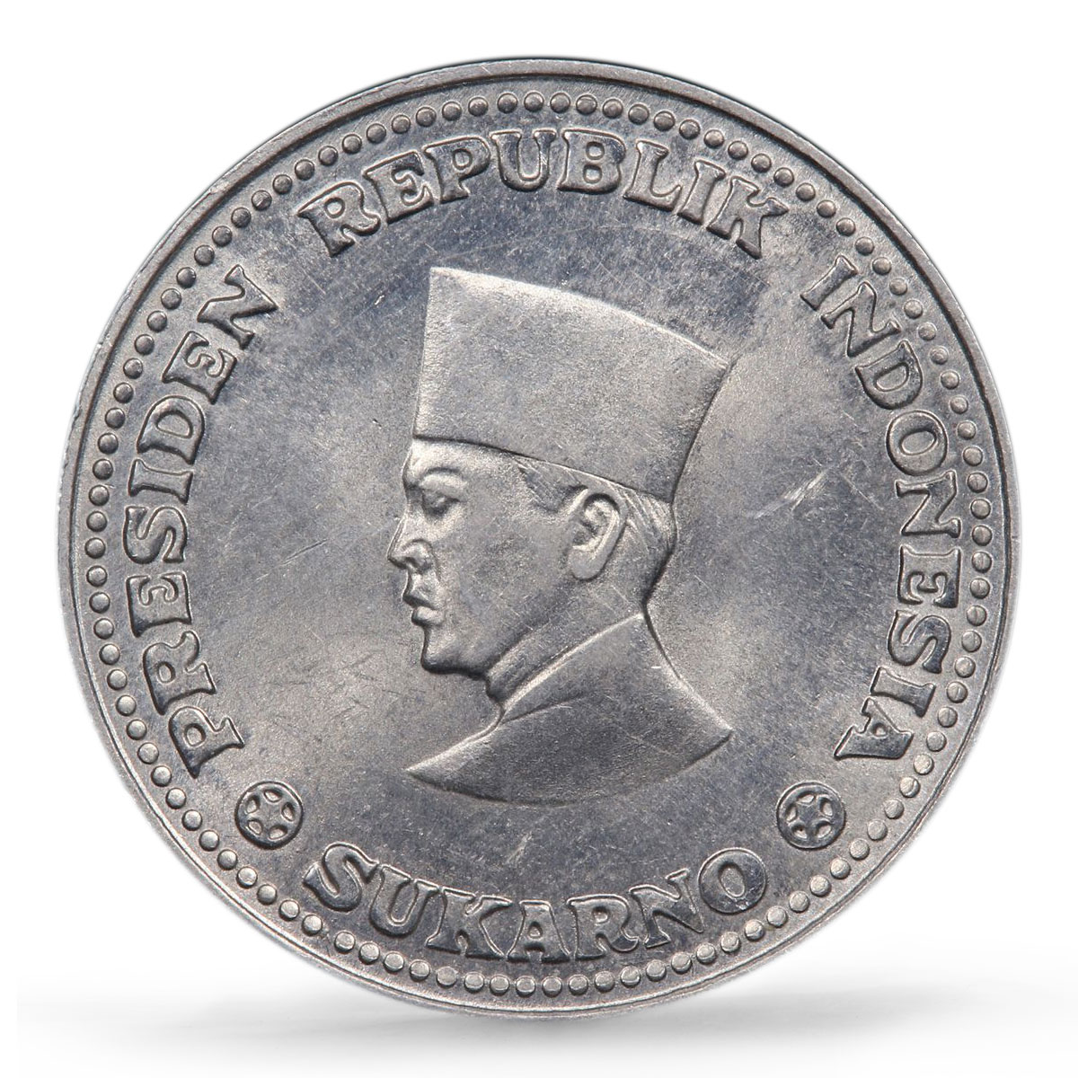 Indonesia 1/2 rupee President Sukarno KM-Pn3 PATTERN SP63 Al coin 1963