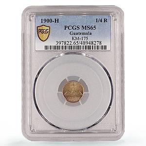 Guatemala 1/4 real Regular Coinage Radiant Sun KM-175 MS65 PCGS CuNi coin 1900
