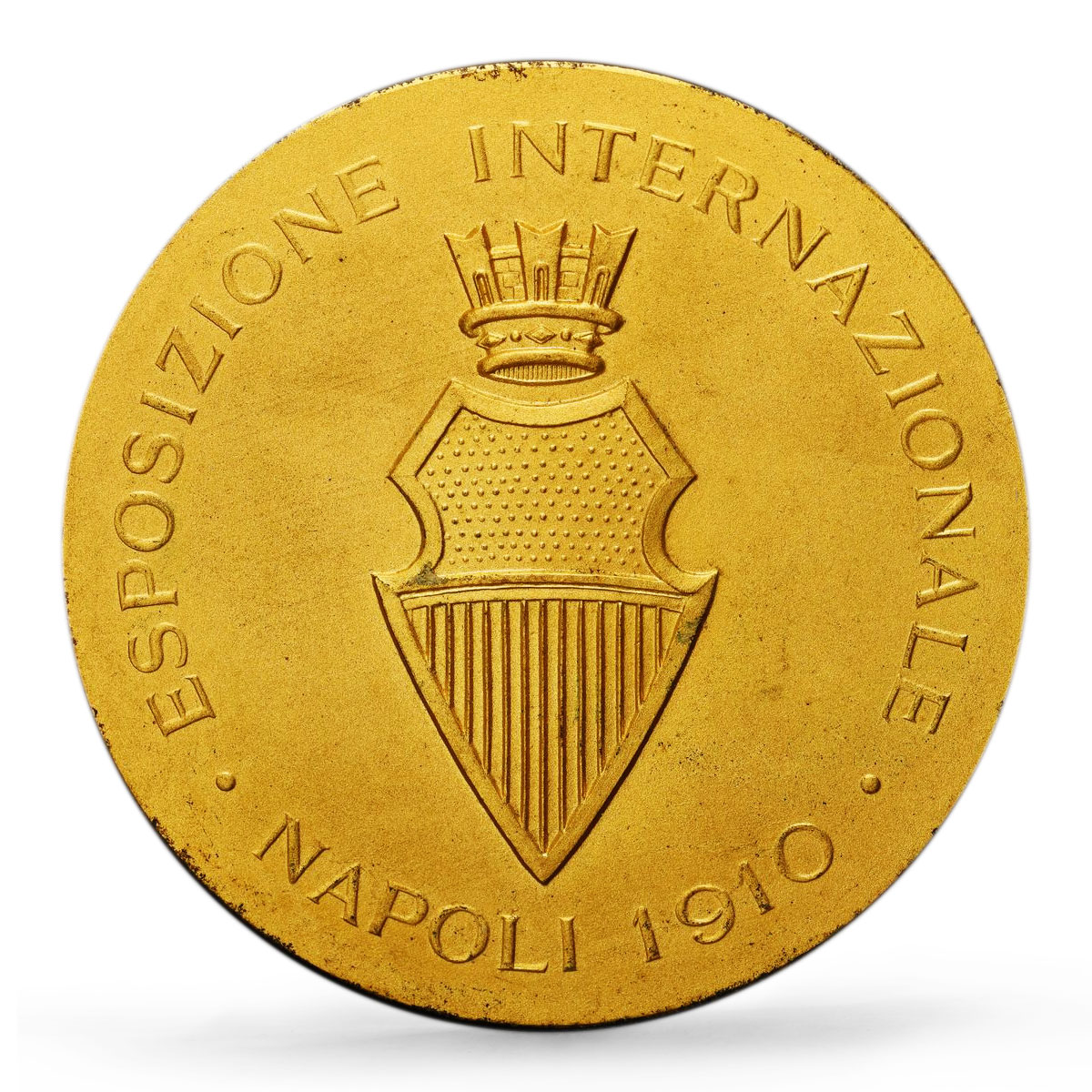 Italy Napoli International Expo Vittorio III Gilt SP65 PCGS copper medal 1910