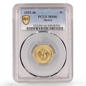 Mexico 5 centavos Regular Coinage KM-423 MS66 PCGS CuNi coin 1937