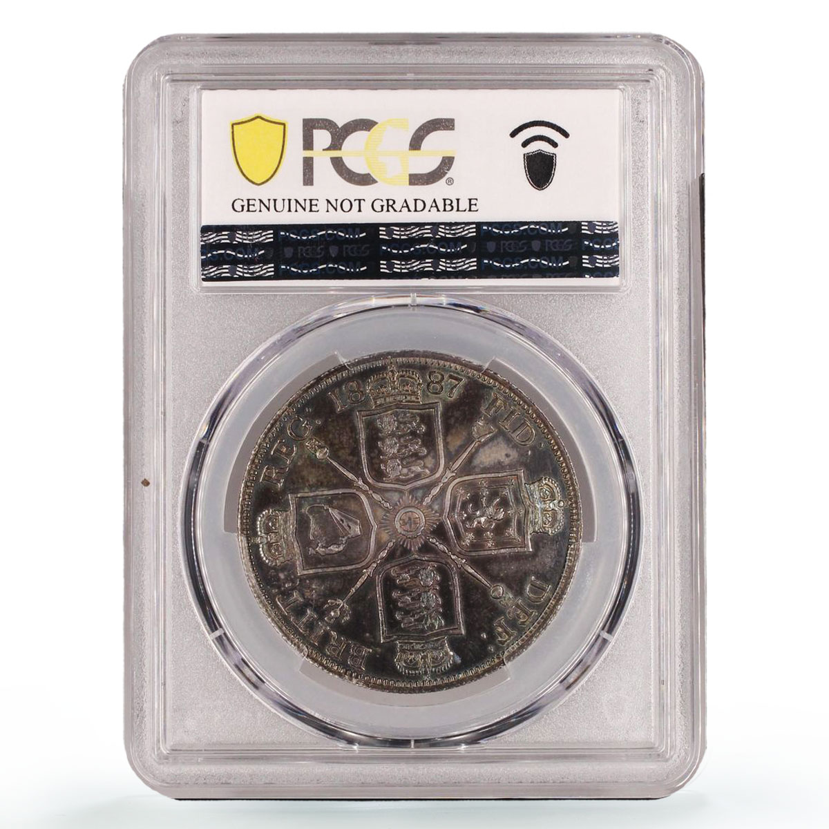 Great Britain 1 Double Florin Regular Coinage Roman 1 AU PCGS silver coin 1887