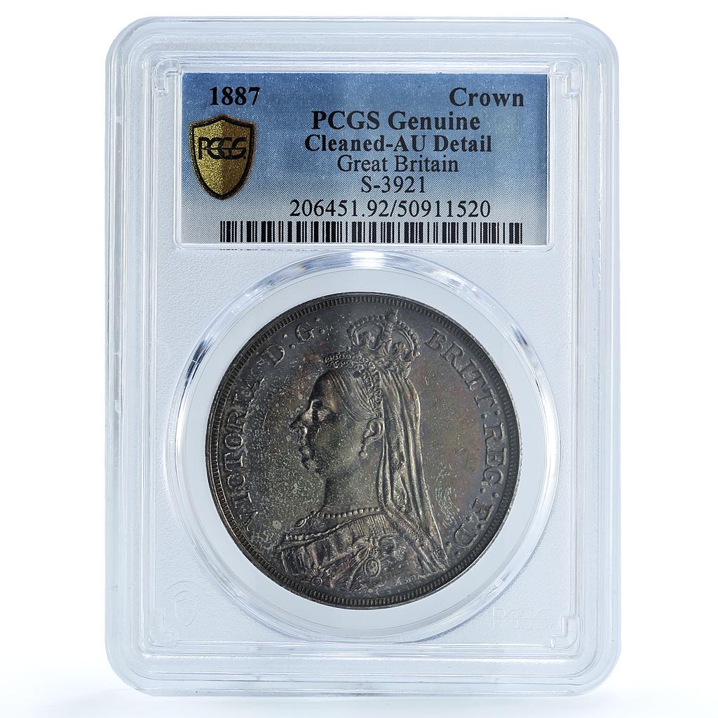 Great Britain 1 crown Queen Victoria St George KM-765 AU PCGS silver coin 1887 Great Britain 1 crown Queen Victoria St George KM-765 AU PCGS silver coin 1887