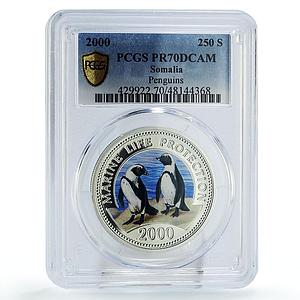 Somalia 250 shillings Conservation Wildlife Penguins PR70 PCGS silver coin 2000