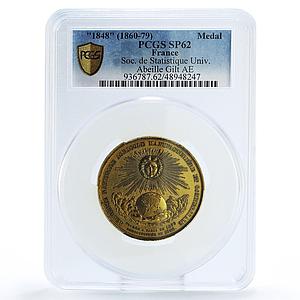 France Statistics Society Statistique University Gilt SP62 PCGS bronze medal ND