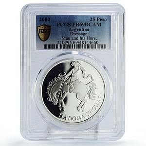 Argentina 25 pesos Hombre Caballo Man Horse Doma Criolla PR69 PCGS Ag coin 2000