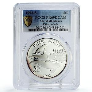 Marshall Islands 50 dollars Marine Life Killer Whale PR69 PCGS silver coin 1993