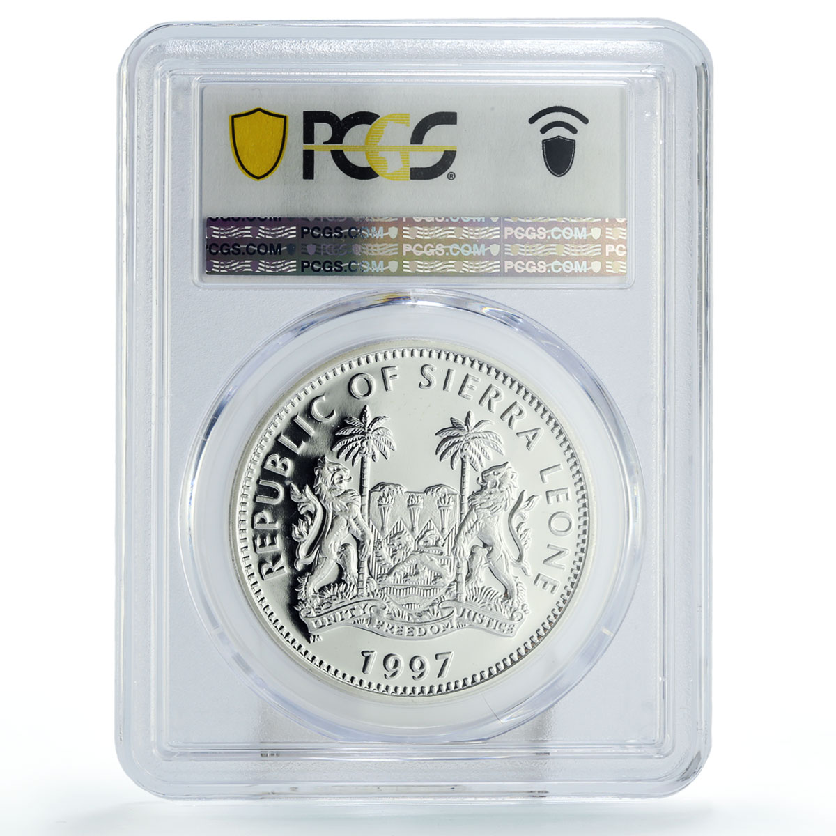 Sierra Leone 10 dollars Royal Symbols Crowned Lion PR68 PCGS silver coin 1997