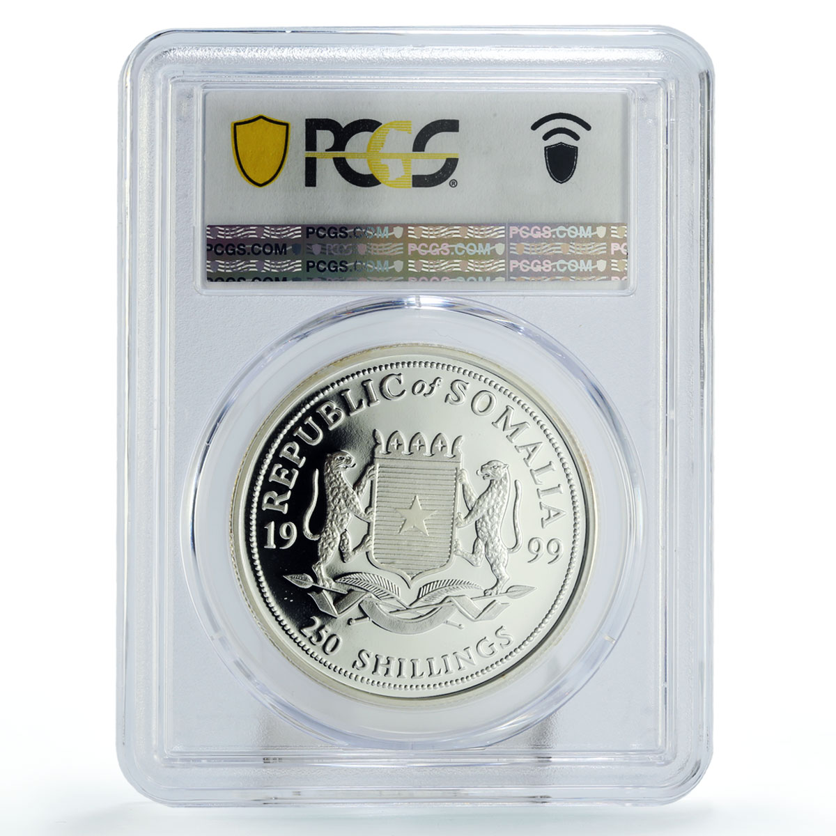 Somalia 250 shillings Conservation Giraffes Fauna PR67 PCGS silver coin 1999