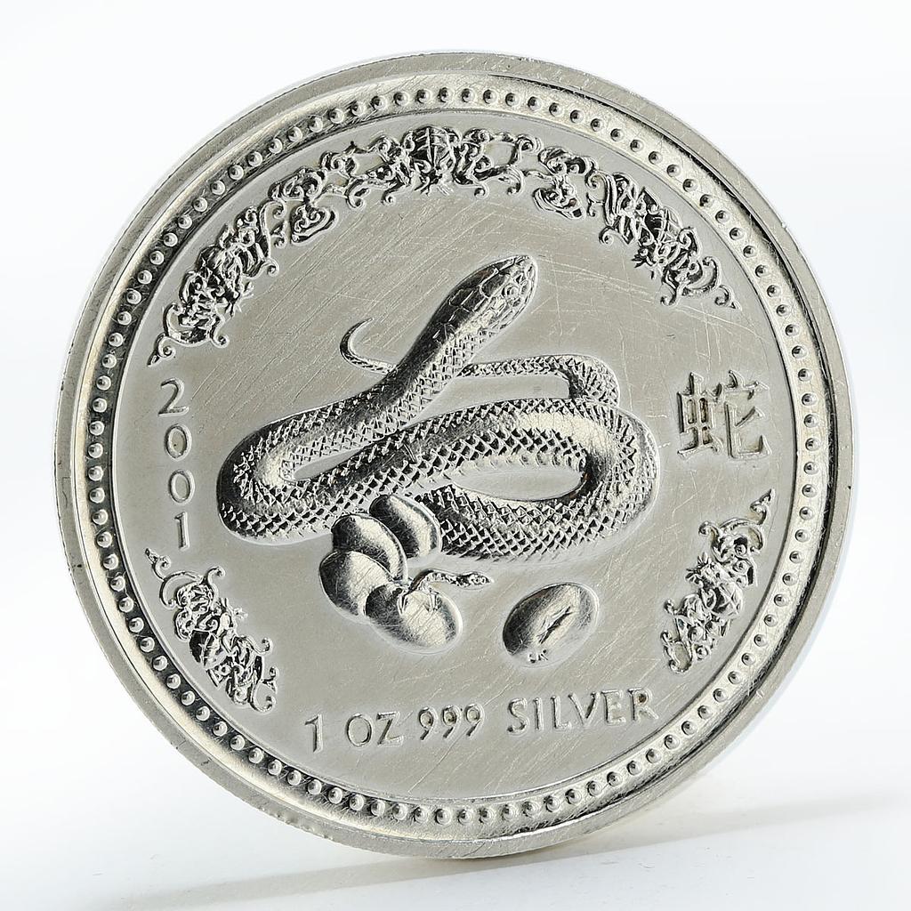 Australia 1 dollar Year of the Snake Lunar Series I silver coin 1 Oz 2001