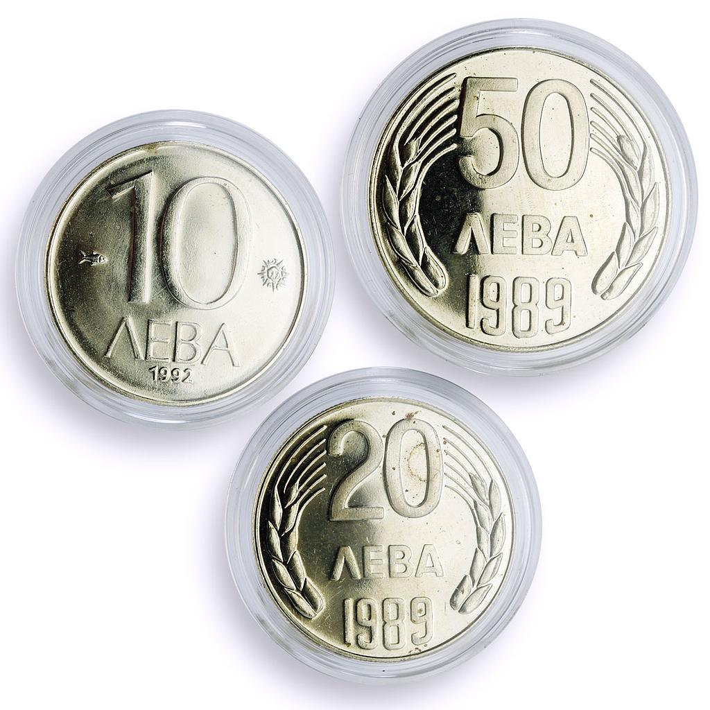 Bulgaria set of 3 coins Republic Coinage PROOF BU Krum CuNi coins 1989 - 1992