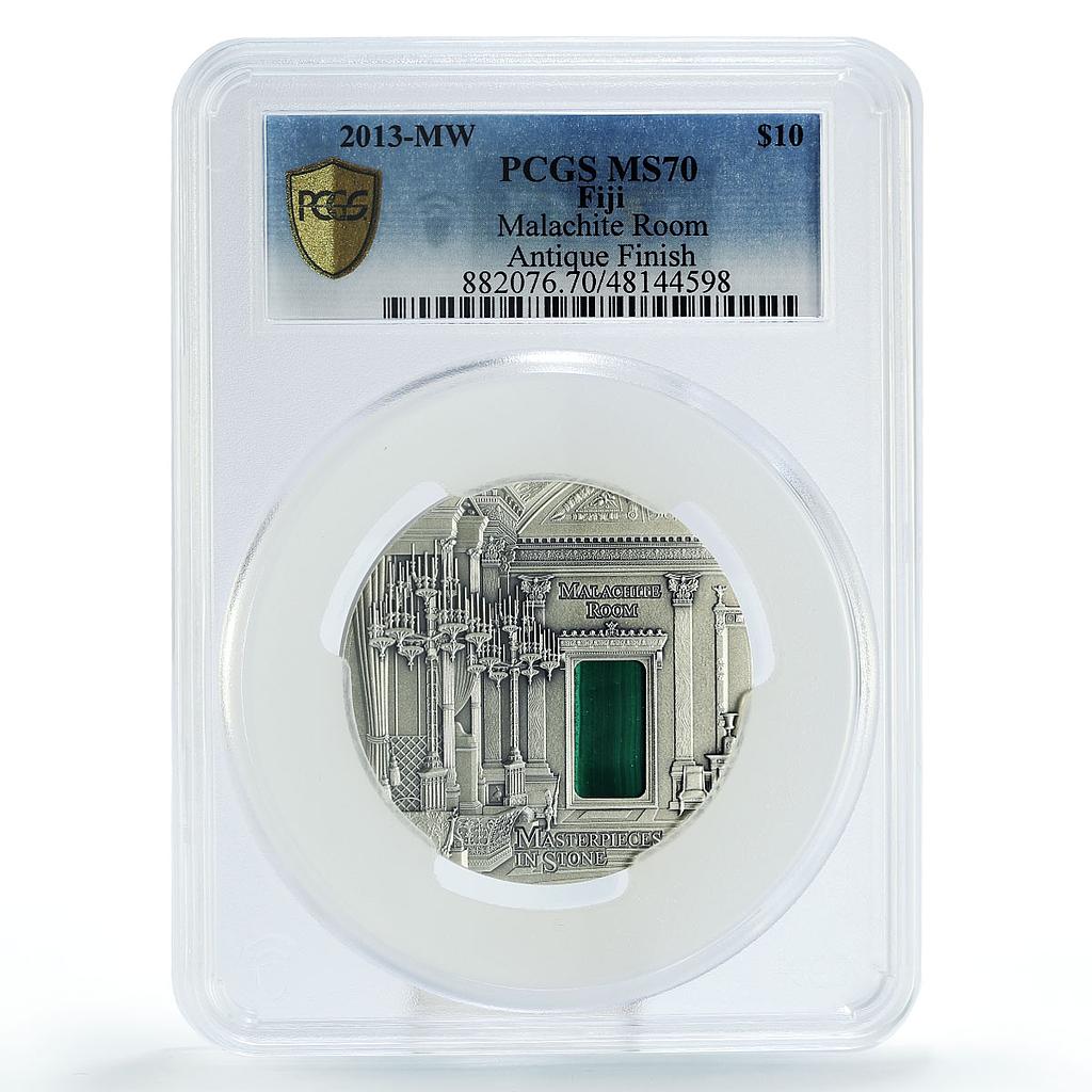 Fiji 10 dollars Stone Masterpieces Malachite Room Art MS70 PCGS silver coin 2013