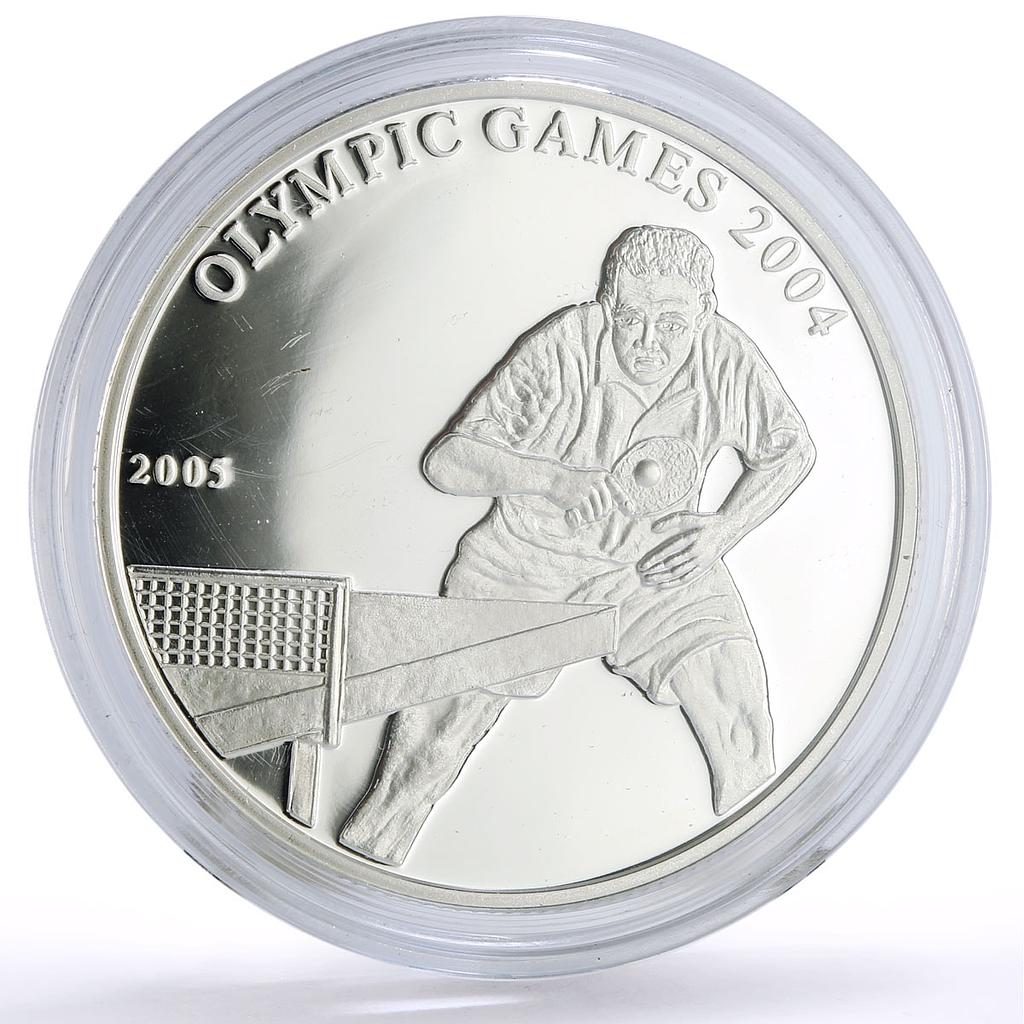 Mongolia 500 togrog Athens Olympic Games Table Tennis proof silver coin 2005