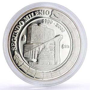 Mexico 10 pesos Millennium Ancient Buildings Architecture proof silver coin 2000