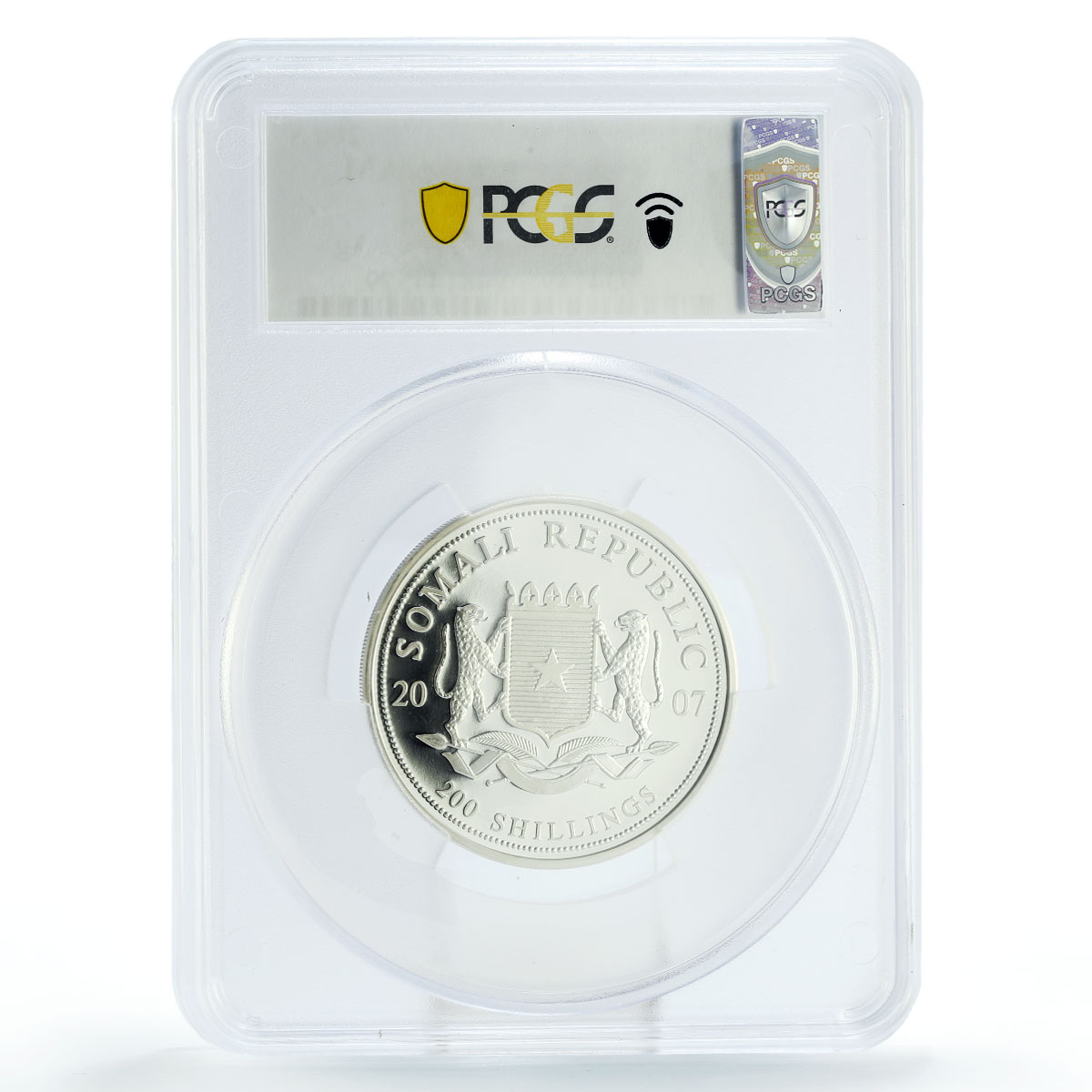 Somalia 200 shillings African Wildlife Elephant PR70 PCGS 2 oz silver coin 2007