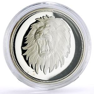 Yemen Arab Republic 2 riyals Azzubairi Memorial Lion KM-4 proof silver coin 1969
