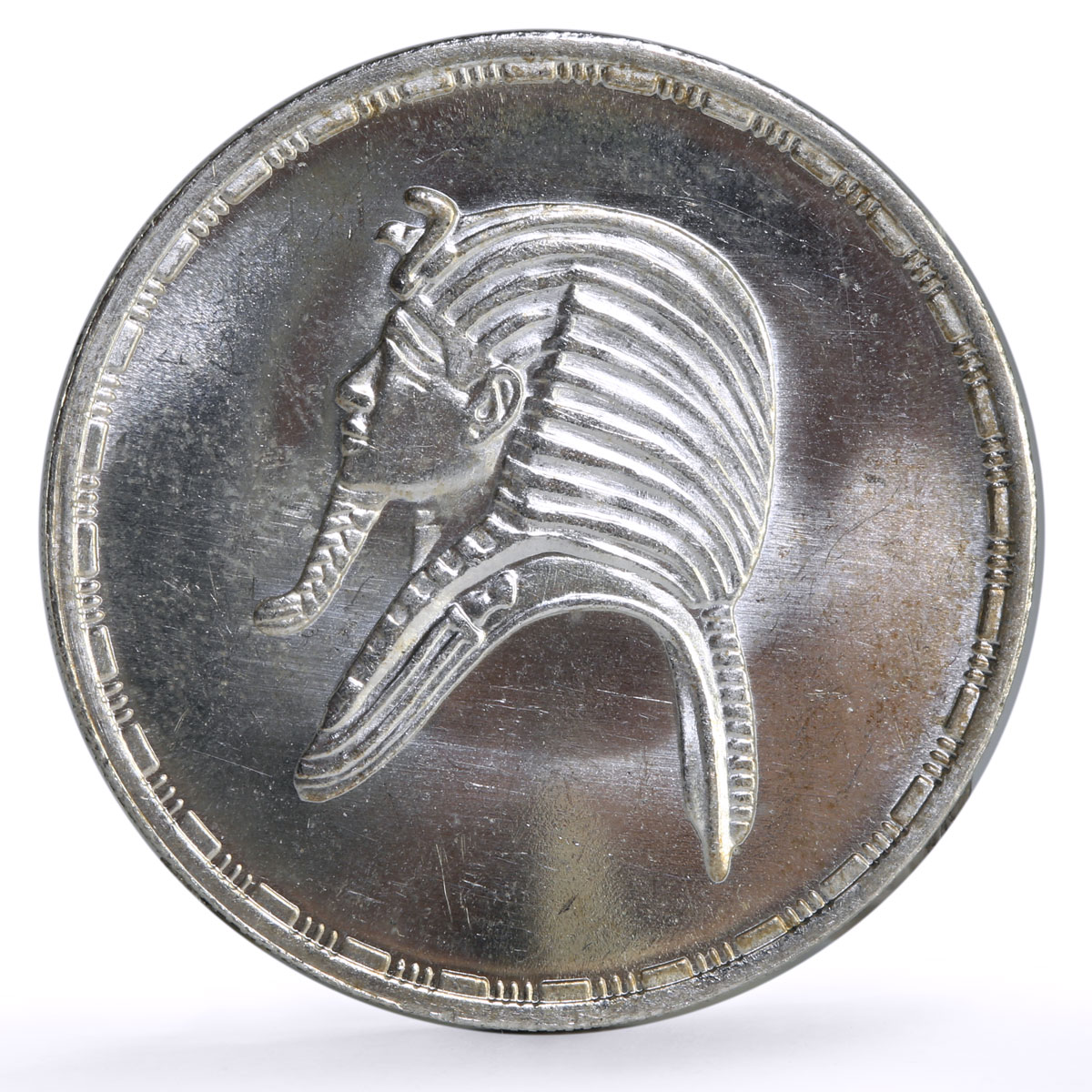 Egypt 5 pounds Treasures Pharaoh Tutankhamen Tutankhamun Mask silver coin 1985