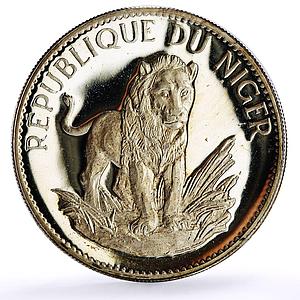 Niger 10 francs Decimal Coinage Lion Obverse KM-8.1 proof silver coin 1968