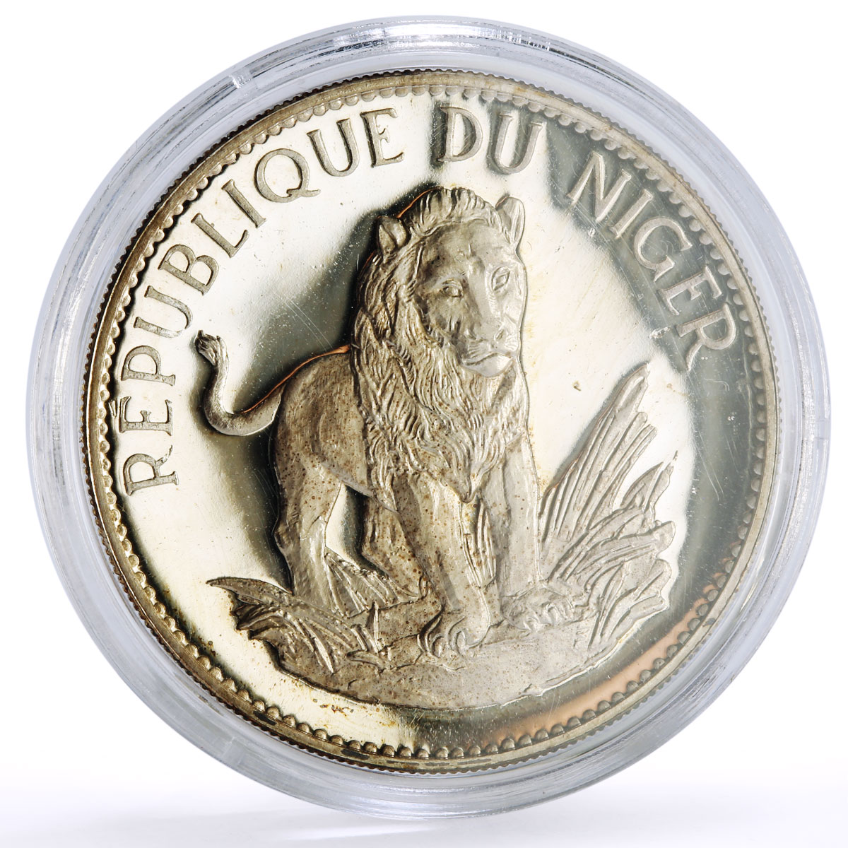 Niger 10 francs Decimal Coinage Lion Obverse KM-8.1 proof silver coin 1968