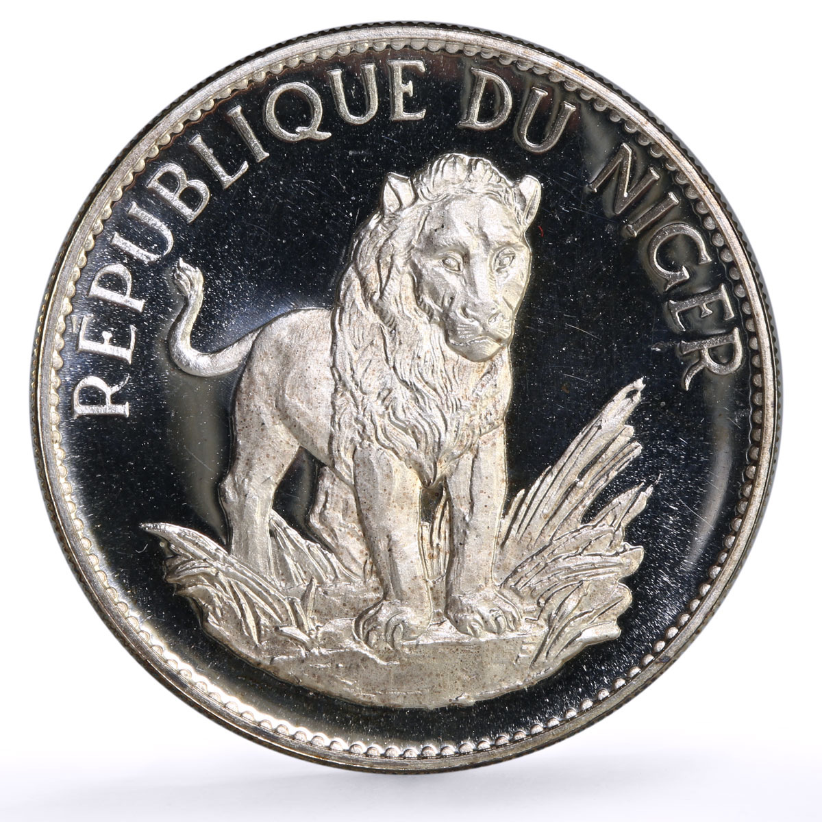 Niger 10 francs Decimal Coinage Lion Obverse KM-8.1 proof silver coin 1968