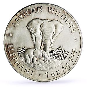 Zambia 5000 kwacha African Wildlife Elephant Fauna Matte silver coin 1999