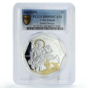 Cook Islands 5 dollars St George Dragon Slaying Gilt PR69 PCGS silver coin 2009