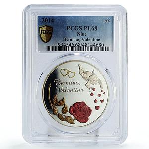 Niue 2 dollars Love Gift Valentine Be Mine Cupid PL68 PCGS silver coin 2011