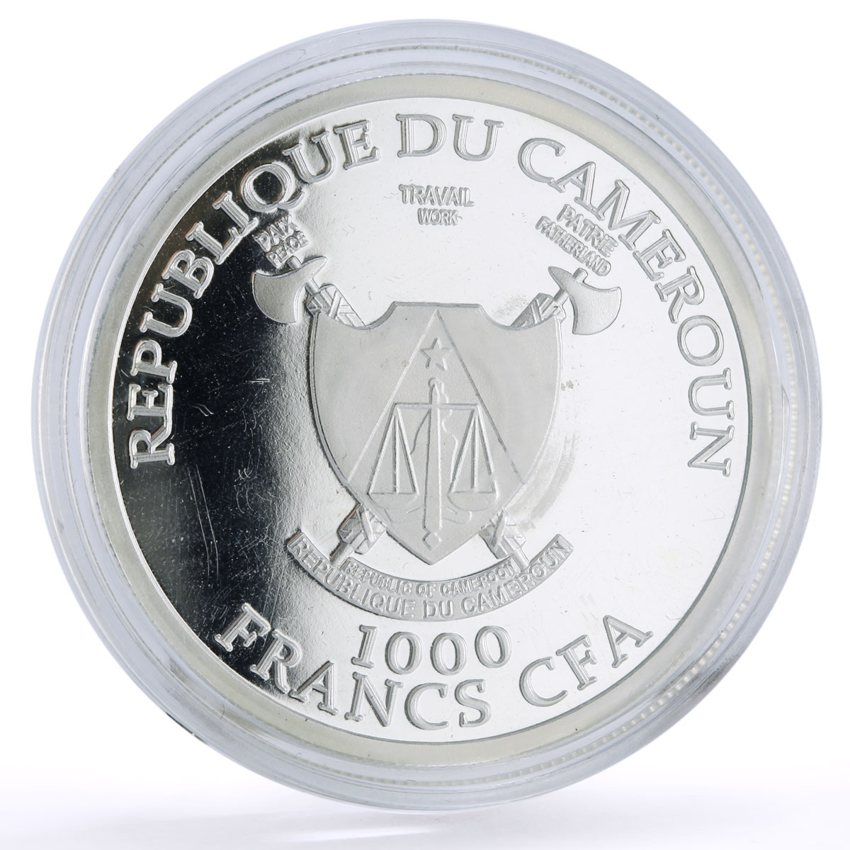 Cameroon 1000 francs World Cup Football 2018 Moscow proof silver coin 2017