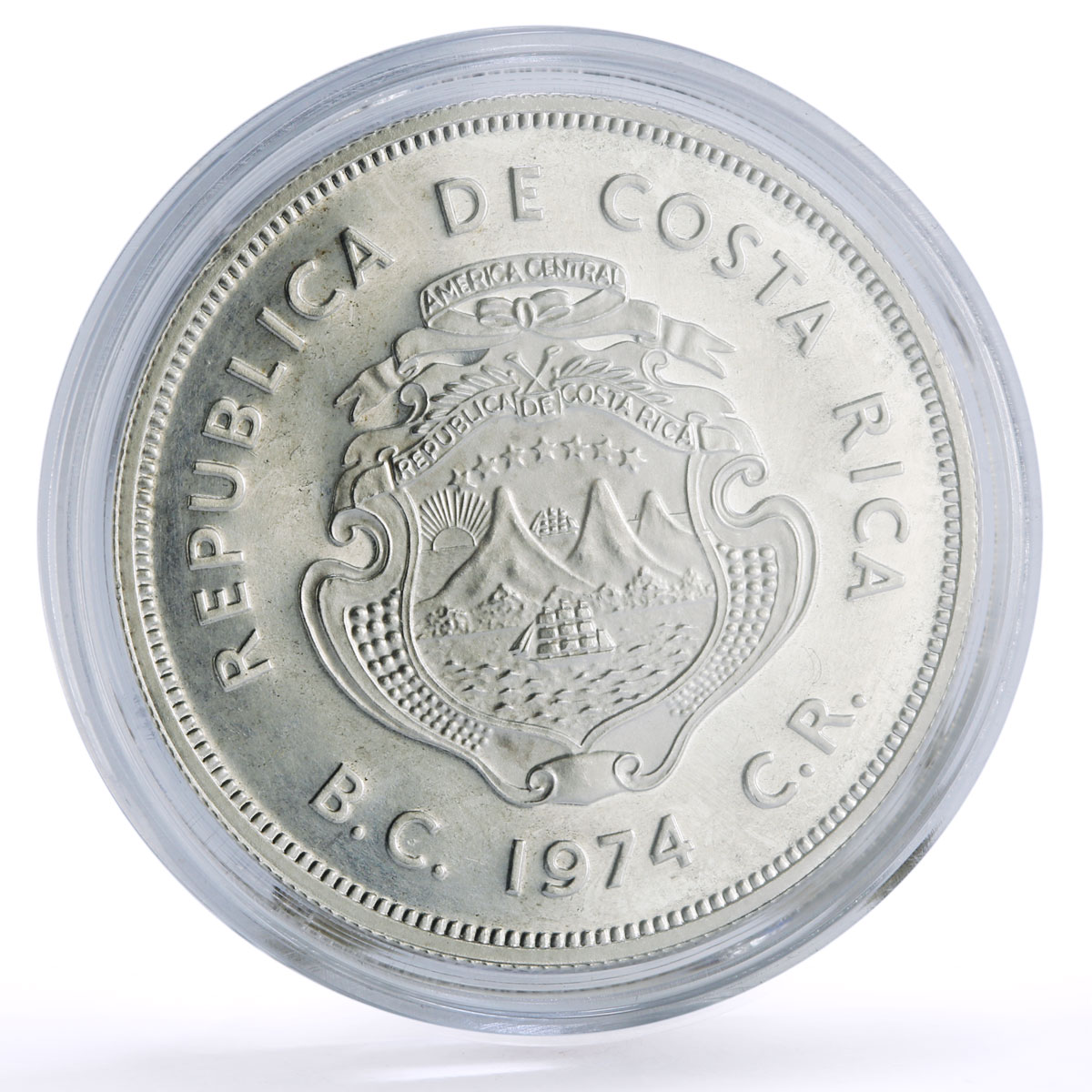 Costa Rica 50 colones Conservation Wildlife Turtle Fauna proof silver coin 1974