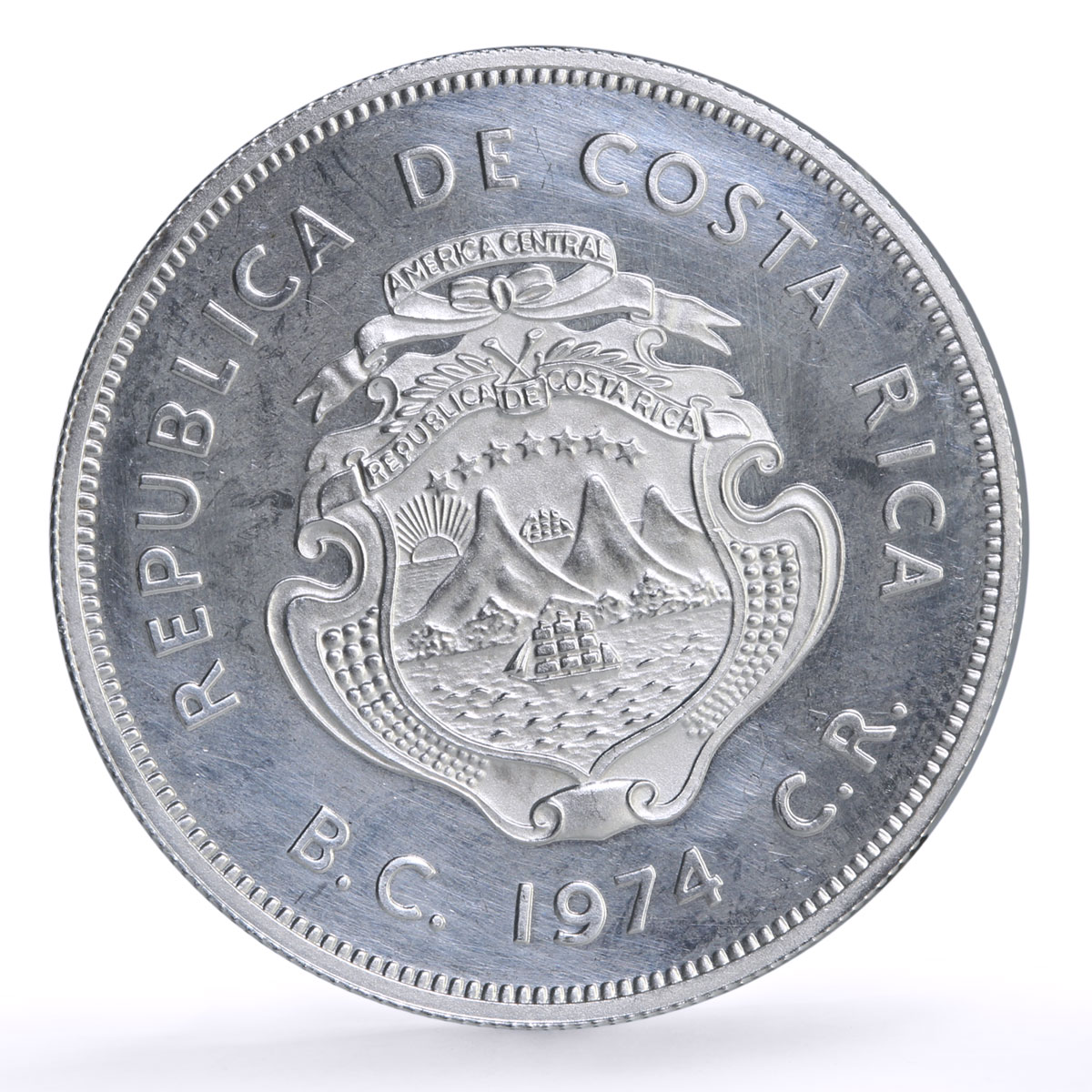 Costa Rica 50 colones Conservation Wildlife Turtle Fauna proof silver coin 1974