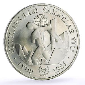 Turkey 3000 lira International Day of Disabled People silver coin 1981