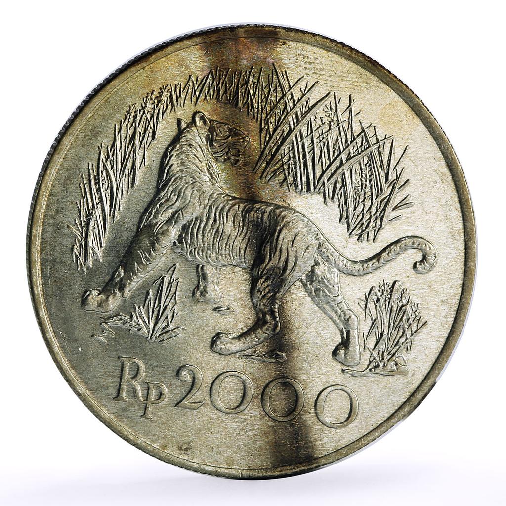 Indonesia 2000 rupiah Javan Tiger silver coin 1974