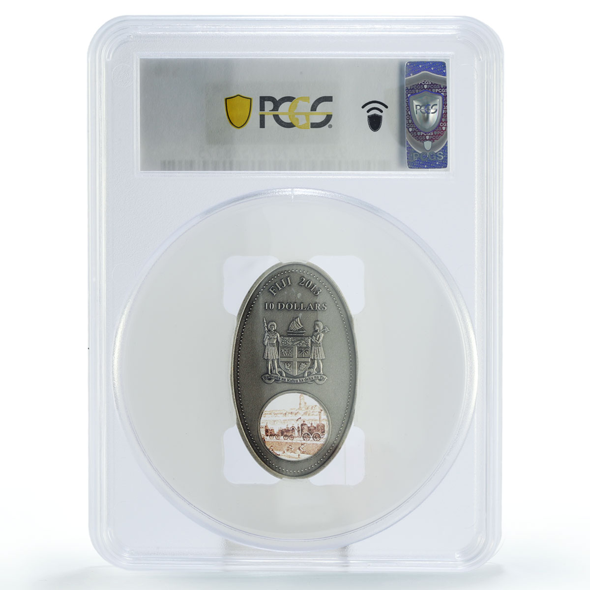 Fiji 10 $ Trains Railways LED Saxonia Locomotive MS70 PCGS silver coin 2013