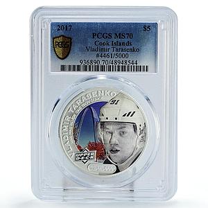 Cook Islands 5 dollars Upper Deck Tarasenko Hockey MS70 PCGS silver coin 2017