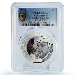 Cook Islands 5 dollars Upper Deck Byfuglien Hockey MS69 PCGS silver coin 2017