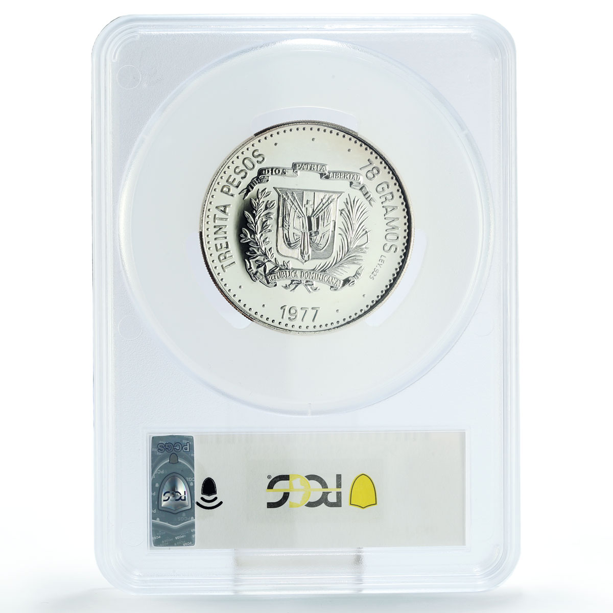 Dominican Rep. 30 pesos Central Bank 30th Anniversary MS69 PCGS silver coin 1977