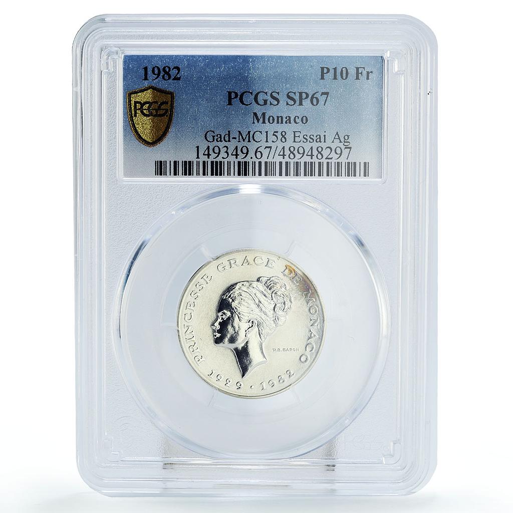 Monaco 10 francs Princess Grace Kelly Essai Pattern SP67 PCGS silver coin 1982