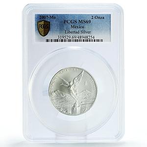 Mexico 2 onzas Libertad Angel of Independence MS69 PCGS silver coin 2007