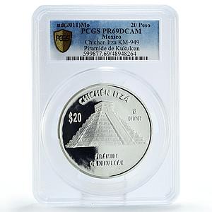 Mexico 20 pesos Chichen Itza Pyramide Kukulcan PR69 PCGS 5 oz silver coin 2011