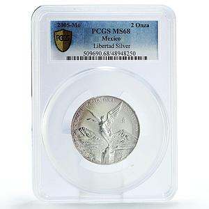 Mexico 2 onzas Libertad Angel of Independence MS68 PCGS silver coin 2005