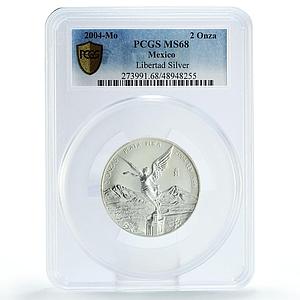 Mexico 2 onzas Libertad Angel of Independence MS68 PCGS silver coin 2004