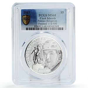 Cook Islands 5 dollars Upper Deck Bergerone Hockey MS68 PCGS silver coin 2017