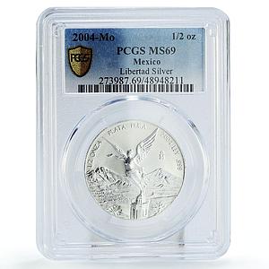 Mexico 1/2 onza Libertad Angel of Independence MS69 PCGS silver coin 2002