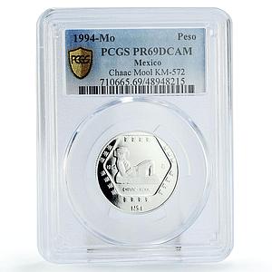 Mexico 1 peso Precolombina Chaac Mool Sculpture PR69 PCGS silver coin 1994