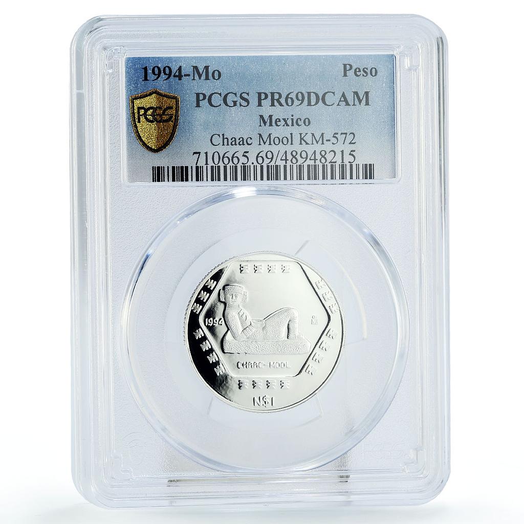 Mexico 1 peso Precolombina Chaac Mool Sculpture PR69 PCGS silver coin 1994