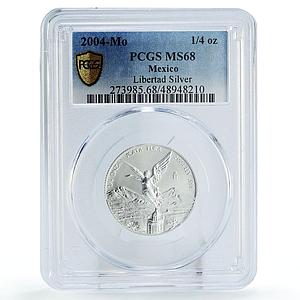 Mexico 1/4 onza Libertad Angel of Independence MS68 PCGS silver coin 2004