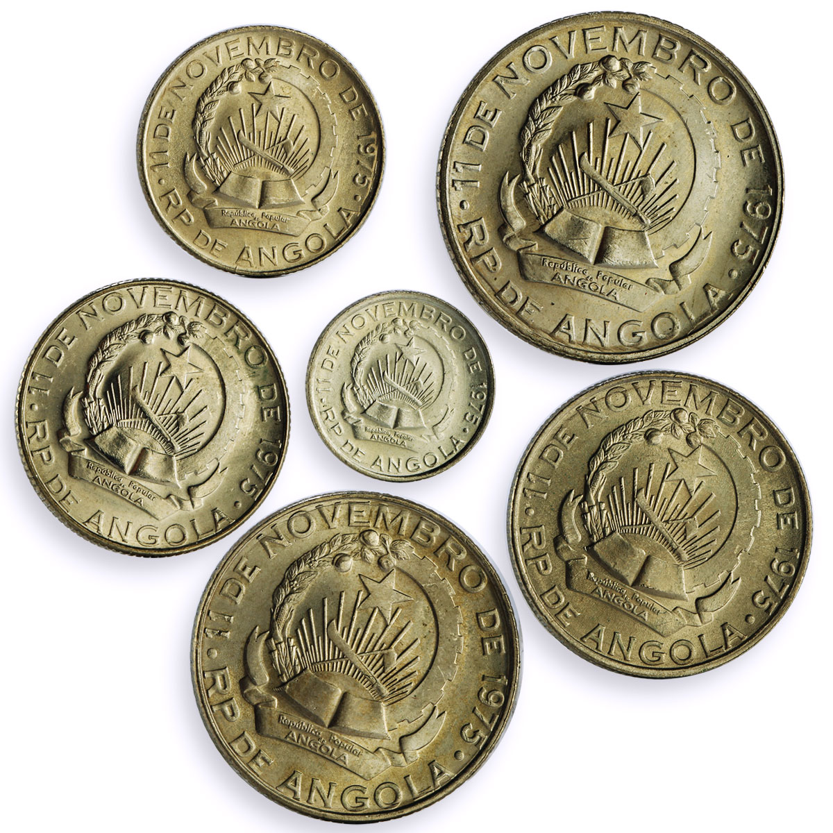 Angola Peoples Republic set of 6 coins Regular Coinage CuNi coins 1975 - 1979