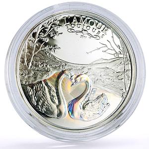 Cameroon 1000 francs Amour Toujours Love Today Swans Hologram silver coin 2011